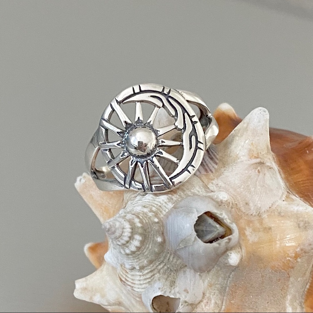 Sterling Silver Moon And Sun Ring, Statement Ring - image 8